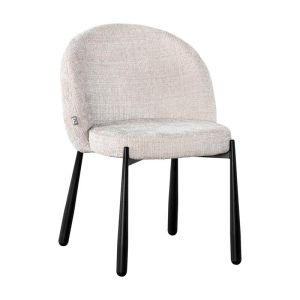 Dining chair 1822 cream fabric with black metal legs 63X60X83CM