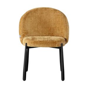 Dining chair 1822, mustard fabric, with black metal legs, 63X60X83CM