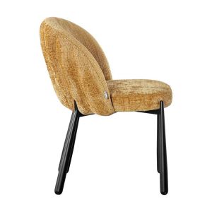Dining chair 1822, mustard fabric, with black metal legs, 63X60X83CM
