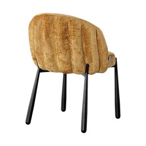 Dining chair 1822, mustard fabric, with black metal legs, 63X60X83CM