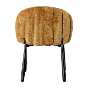 Dining chair 1822, mustard fabric, with black metal legs, 63X60X83CM