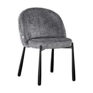 Dining chair 1822, gray fabric, with black metal legs, 63X60X83CM