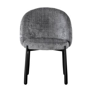 Dining chair 1822, gray fabric, with black metal legs, 63X60X83CM
