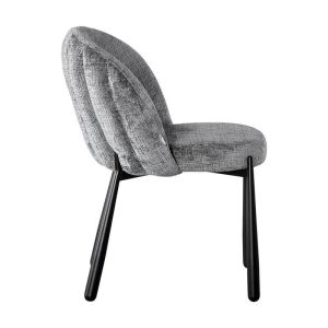 Dining chair 1822, gray fabric, with black metal legs, 63X60X83CM