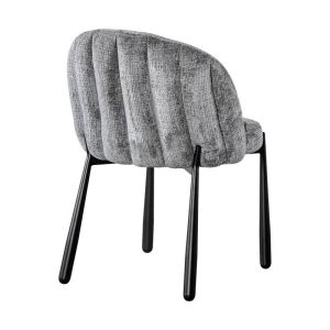 Dining chair 1822, gray fabric, with black metal legs, 63X60X83CM
