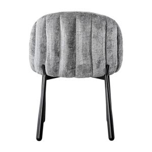 Dining chair 1822, gray fabric, with black metal legs, 63X60X83CM