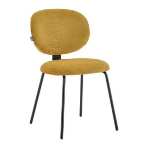 Odin dining chair with metal legs, mustard color, fabric 48X55X80CM