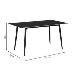 Dining table Gustasso technical stone top with black metal legs 120x60x75cm