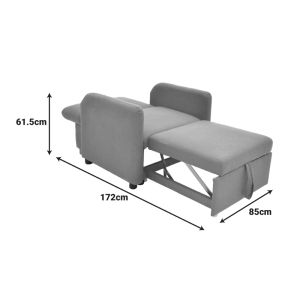 Armchair-bed Flexa, black fabric, 85x92x84cm