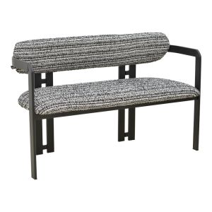 2-местен диван Berdona, черно-бял плат и черни метални крака, 120x47x78см