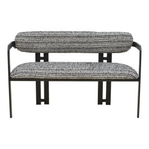 2-местен диван Berdona, черно-бял плат и черни метални крака, 120x47x78см
