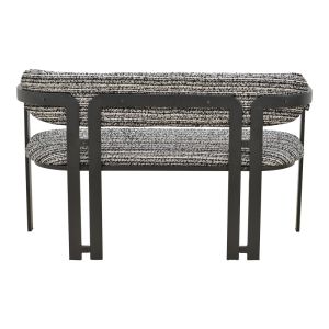 2-местен диван Berdona, черно-бял плат и черни метални крака, 120x47x78см
