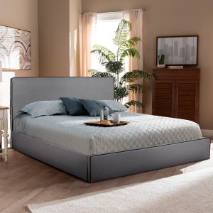 Двойно легло с матрак Allie HM10768.01 сив плат - с място за съхранение - за размери 160X200СМ.