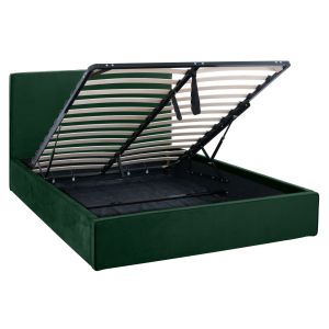 Двойно легло с матрак Allie HM10768.03 кипърово зелено кадифе - с място за съхранение - за размери 160X200СМ.