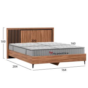 Двойно легло с матрак HARRY HM10764, меламин в цвят натур и черно, за матрак 160x200 см