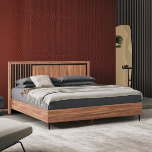 Двойно легло с матрак HARRY HM10764, меламин в цвят натур и черно, за матрак 160x200 см