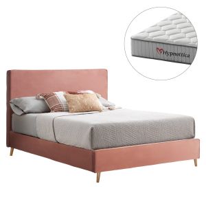 Двойно легло с матрак Indra HM10769.03 прашно розово кадифе - за матрак 160X200СМ.