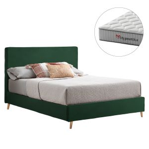 Двойно легло с матрак Indra HM10769.04 кипаросово зелено кадифе - за матрак 160X200СМ.