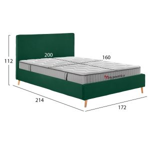 Двойно легло с матрак Indra HM10769.04 кипаросово зелено кадифе - за матрак 160X200СМ.