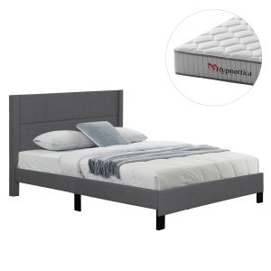 Двойно легло с матрак Trillop HM10763.01 сив плат - за размери 160X200СМ.