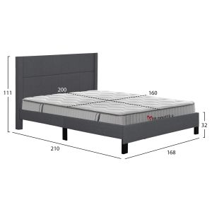 Двойно легло с матрак Trillop HM10763.01 сив плат - за размери 160X200СМ.