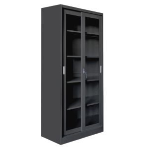 Етажерка с плъзгащи се врати Sider HM6632.01 метална в черно 90X40X185HCM