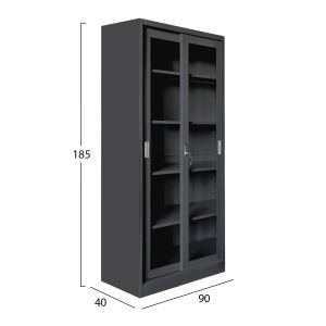 Етажерка с плъзгащи се врати Sider HM6632.01 метална в черно 90X40X185HCM