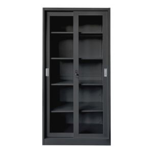 Етажерка с плъзгащи се врати Sider HM6632.01 метална в черно 90X40X185HCM
