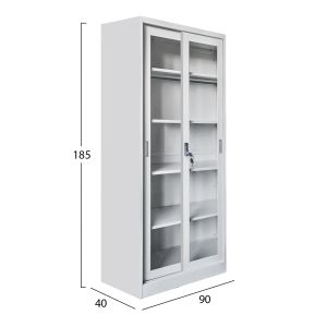 Етажерка с плъзгащи се врати Sider HM6632.02 метална в бяло 90X40X185HCM