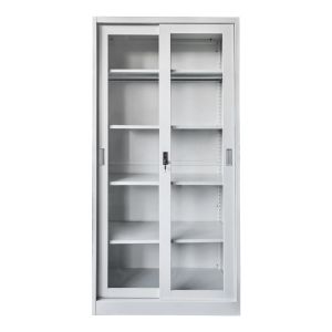 Етажерка с плъзгащи се врати Sider HM6632.02 метална в бяло 90X40X185HCM