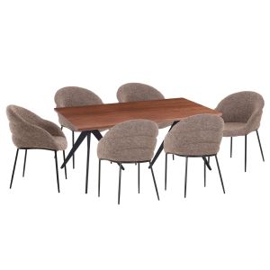 Комплект 7 части Drenny HM10936.03 Mdf плот в орех - плат в бежово и черни метални крака