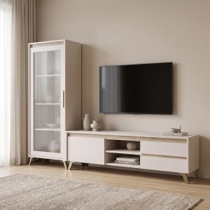 Комплект за дневна Belka крем с цвят дъб 210x45x152.6см