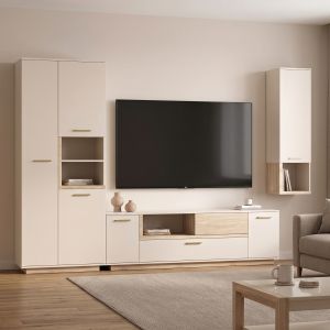 Комплект за дневна Norda крем с цвят дъб 187x40x58.4см