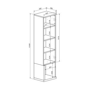 Комплект за дневна Norda крем с цвят дъб 187x40x58.4см