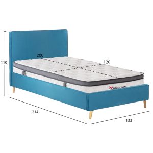 Легло персон и половина с матрак MAYLIN HM10802.01, тюркоазено кадифе, матрак 120x200 см