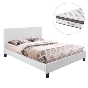 Легло с матрак BECCA HM10803.01, бяла еко кожа, за матрак 150x200 см