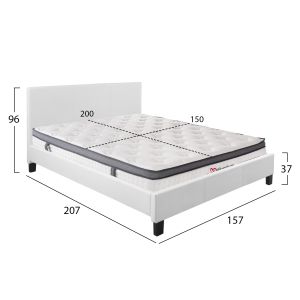 Легло с матрак BECCA HM10803.01, бяла еко кожа, за матрак 150x200 см