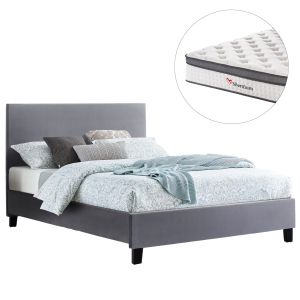 Легло с матрак BECCA HM10803.11, сива дамаска, за матрак 150x200 см
