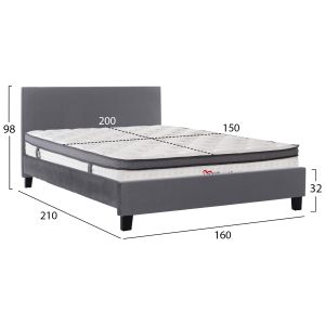 Легло с матрак BECCA HM10803.11, сива дамаска, за матрак 150x200 см