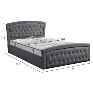 Легло с матрак и ракла ODELIA HM10766.01, сиво кадифе, за матрак 160x200 см