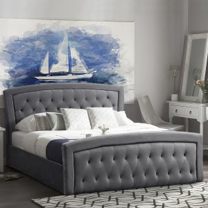 Легло с матрак и ракла ODELIA HM10766.01, сиво кадифе, за матрак 160x200 см
