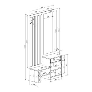 Модул за антре с огледало Citra sonoma 100x34.3x199.5см