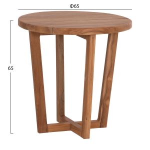 Помощна маса кръгла Kolin HM6650 тиково дърво в естествен цвят Φ65X65HCM.