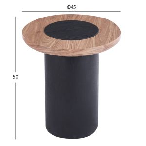 Помощна маса кръгла овалон ημ18434.05 Mdf плот в орех - Mdf крака в черно Φ45X50HСМ.