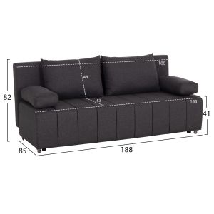 Троен разтегателен диван KEND HM3313.01, сива дамаска 188x85x82H см