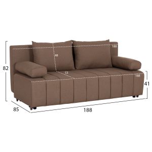 Троен разтегателен диван KEND HM3313.04, светлокафява дамаска 188x85x82H см