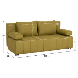 Троен разтегателен диван KEND HM3313.07, светлозелена дамаска 188x85x82H см