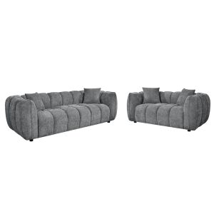 Холова гарнитура (двойка и тройка диван) LYKKE HM10812.01, сива дамаска