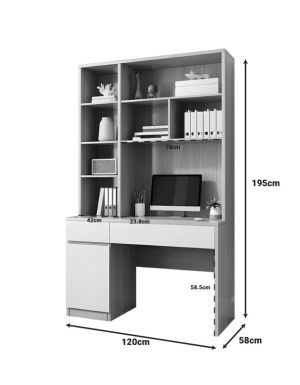 Melamine office desk Pertin in white-natural shade 120x60x195cm
