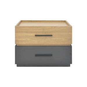 Sonlen bedside table melamine and MDF in light shade walnut-charcoal 60x40x44.5cm